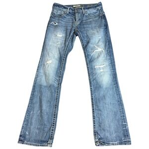 BKE Buckle Carter Distressed Blue Denim Jeans Mens‎ Size 33x35 XL Faded Western